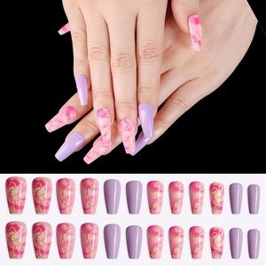 BNIB pink and purple nails